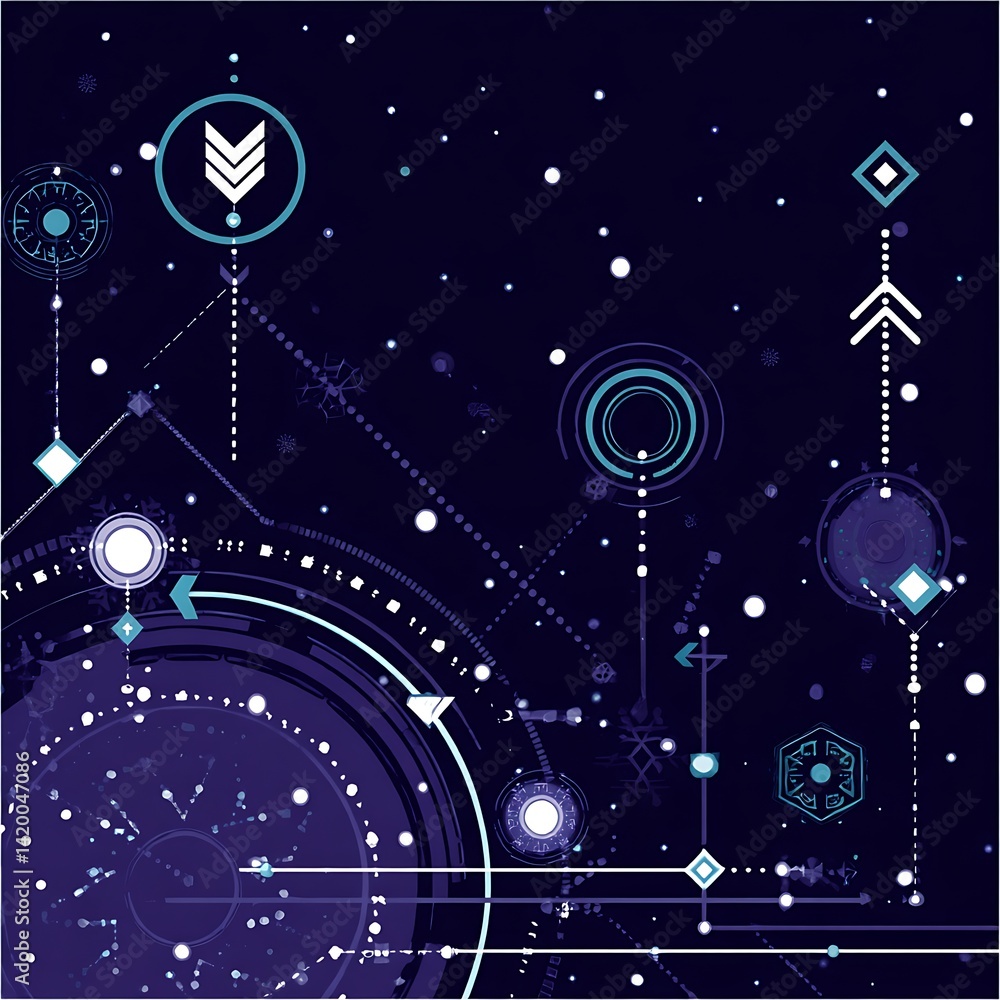 Poster cosmic navigation map celestial chart of interstellar exploration technology in deep space