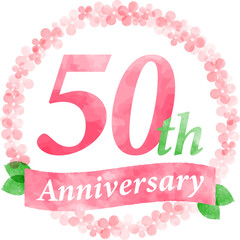 50th anniversary Anniversary with pink flower wreath