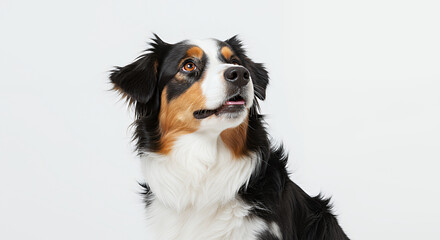 Adorable Australian Shepherd Dog Portrait Tricolor Fur Studio Shot Pet Photography