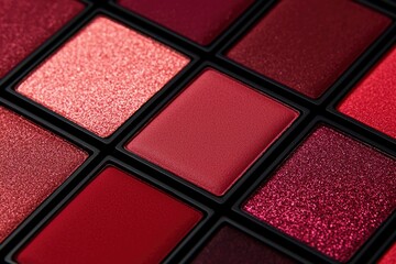 Fototapeta premium Close-up of a makeup palette with various shades of red