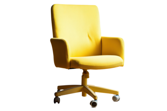 Sunny Seat: A vibrant yellow office chair ready to brighten up your workspace and add a pop of color to your day.