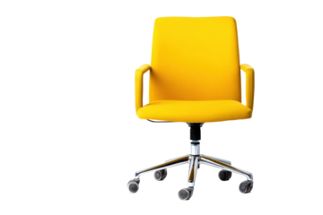 Sunny Workplace: A Vibrant Yellow Office Chair Against a Black Backdrop, Radiating Productivity and Modern Design for a Cheerful and Comfortable Workspace.