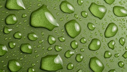Green surface with water droplets