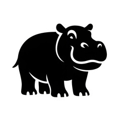 Obraz premium Simple Black Hippo Logo Design for Creative Projects and Branding