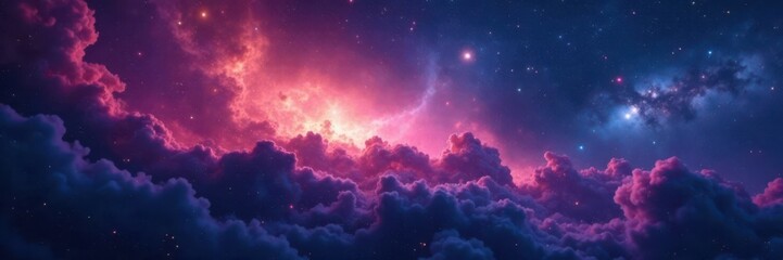 Obraz premium Mysterious nebula backdrop for interstellar travel , starry night, galaxy