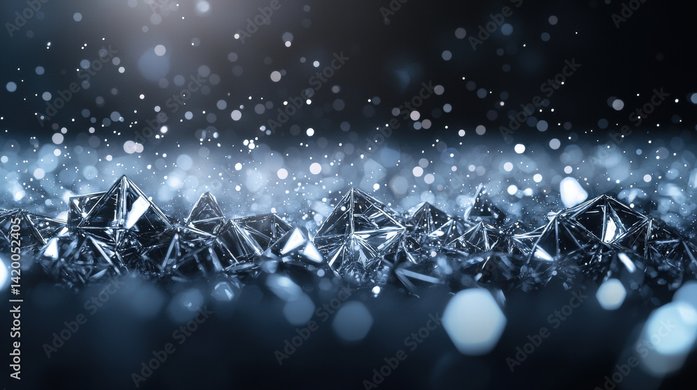 Poster shimmering diamonds and sparkling reflections create mesmerizing background of elegance