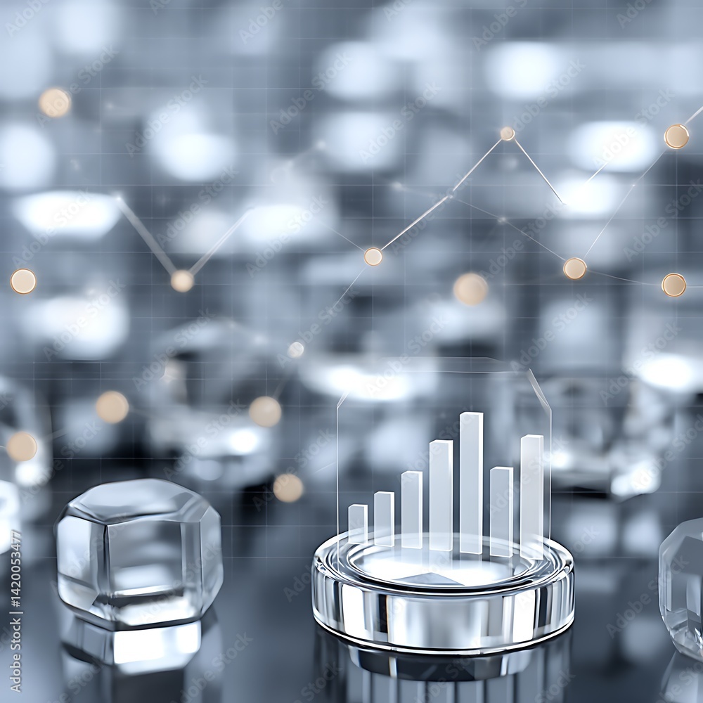 Poster crystal clear data representation of growth with elegant visualization and transparent insight.