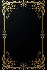 Ornate gold and black evening invitation card with intricate details and classic style , elegant, black