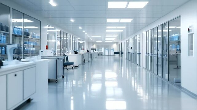 A sophisticated medical production facility, where intelligent robotic automation guarantees precision in vial placement and movement