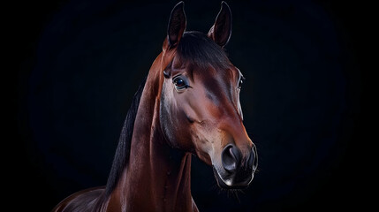 Fototapeta premium Close Up Portrait Of A Wet Brown Horse