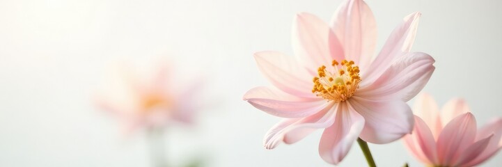 Naklejka premium Soft focus flower against a pure white background with gentle light, bloom, floral
