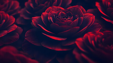 Naklejka premium Dark Red Roses Bloom Beautifully