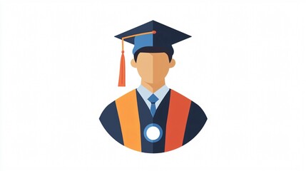 Flat Icon Vector for Student Graduation in 2D - Single image usage