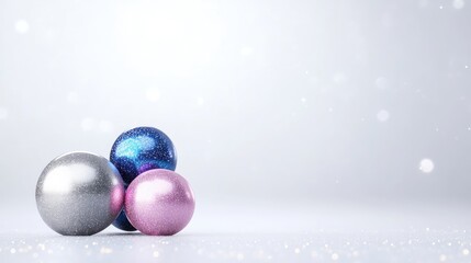 Elegant, festive spheres in pastel tones.  A soft, minimalist holiday display