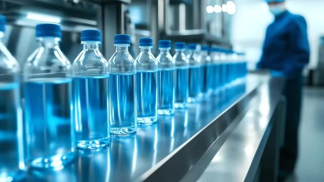 Technicians in a high-tech water lab analyze molecular compositions, ensuring that the purified water meets stringent health standards