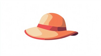 Sun Hat Icon Vector - Isolated One Single 2D Flat Vector