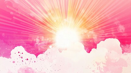 Sunburst Pink Background Vector - Professional 2D Vector Illustration