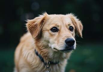 Portrait chien dor&eacute; lumi&egrave;re douce ambiance paisible. AI Generated