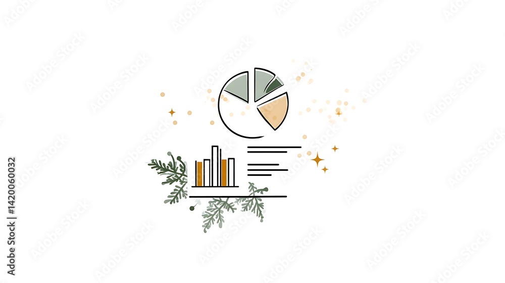 Poster data analysis presentation with graphical elements and natural accents in soft tones and subtle deta