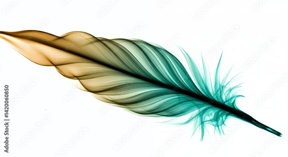 Poster abstract feather design with flowing lines on white background