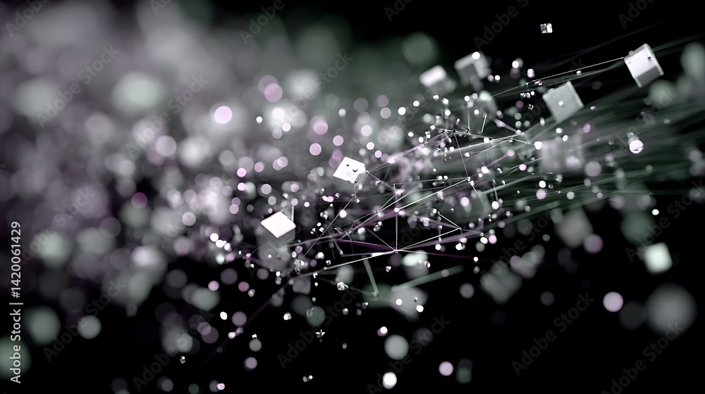 Poster dazzling cubes network futuristic connection plexus and artistic visualization background illustrati