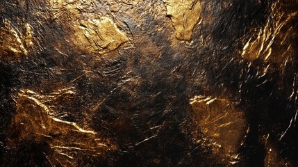 Textured black surface with golden accents.