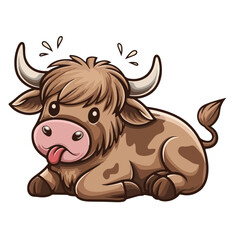 Fototapeta premium Cute highland cows funny vector white background 