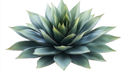 Fototapeta premium Lush Green Agave Plant on White Background Perfect for Nature Themes