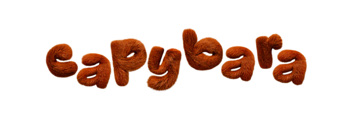 3d capybara letters on transparent background