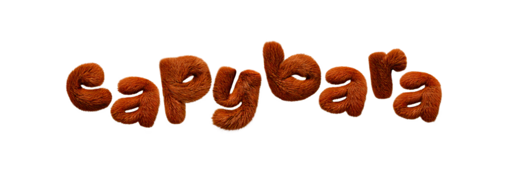 3d capybara letters on transparent background