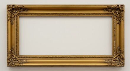 Elegant Gold Picture Frame Mockup - A classic gold picture frame isolated on a white background, perfect for showcasing artwork or