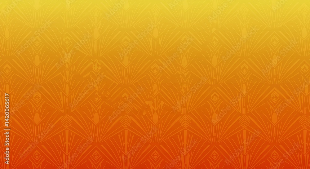 Aufkleber golden fan pattern background - abstract orange and yellow gradient background with a repeating fan-
