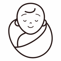 new born baby sleep line art vector icon on white background
