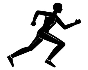 Running person vector silhouette illustration isolated on white background