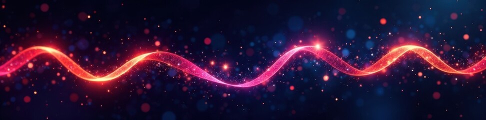 Fototapeta premium Swirl ribbons on black background with stars and glitter , holiday decoration ideas, winter wonderland