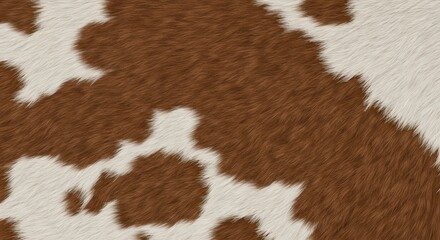 Brown and white cow hide pattern background with fur texture close up