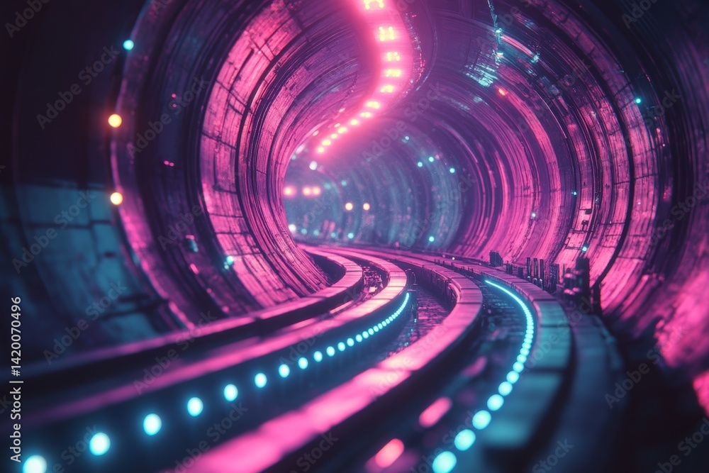 Aufkleber a science fiction environment scene view is created by a futuristic tunnel with red lights and dark 