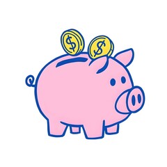 Obraz premium Piggy bank with coins, and saving money.