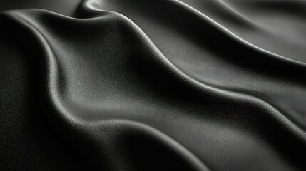 Obraz premium Smooth black fabric draping elegantly, highlighting texture
