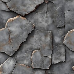 Fototapeta premium Gray stone wall texture with irregular shaped blocks and rough surface.