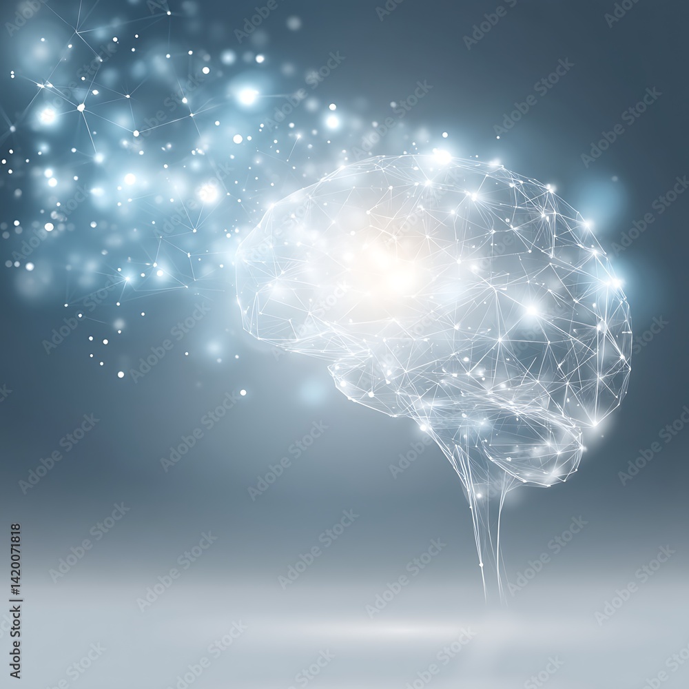 Poster digital brain abstract artificial intelligence concept technology connection innovation