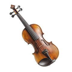 Fototapeta premium Elegant wooden classical violin with a polished finish, detailed craftsmanship and tuning pegs on transparent background