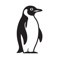 Black color penguin silhouette vector. Simple flat penguin icon. Vector illustration eps 10