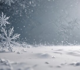 Fototapeta premium Elegant snowflake border, large & small flakes on snowy background , style, seasonal, illustration