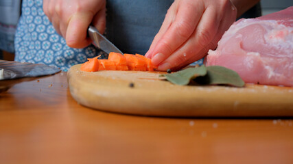 Chopping veggies for a home meal