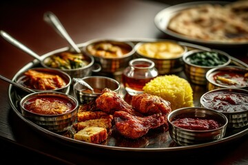 Delicious Indian Thali Platter with Chicken