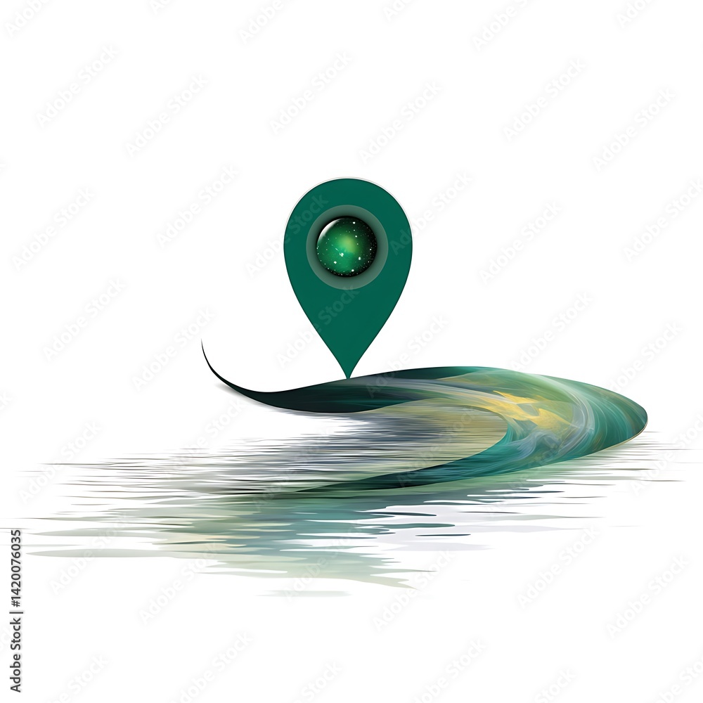 Poster digital navigator cosmic marker destination guidance indicator direction futuristic modern mapping.