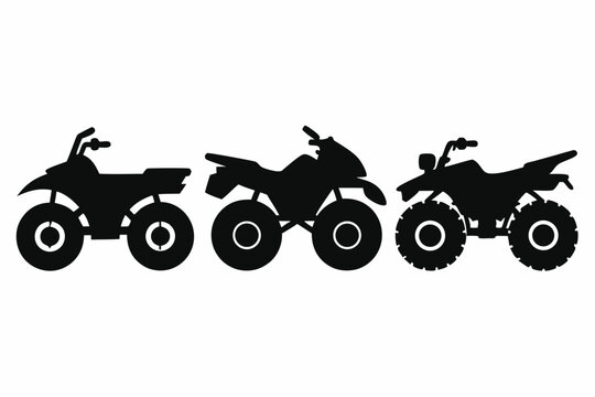 set of ATV Quad bike vector silhouette illustration isolated on white background