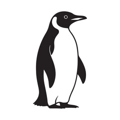 Black color penguin silhouette vector. Simple flat penguin icon. Vector illustration eps 10