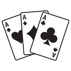 Set of playing card Vector Black silhouettes icons. Gambling game. Four card. Black outline icons. with white background